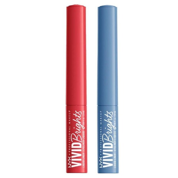 2pk NYX Professional Makeup Vivid Bright Liquid Eye Liner Red and Blue