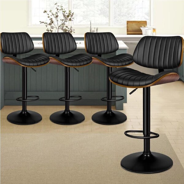 4x ALFORDSON Bar Stools Upholstered Backrest Black