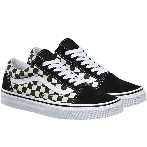 Vans Mens Old Skool Canvas Casual Sneakers Shoes - Primary Check Black/White US 5