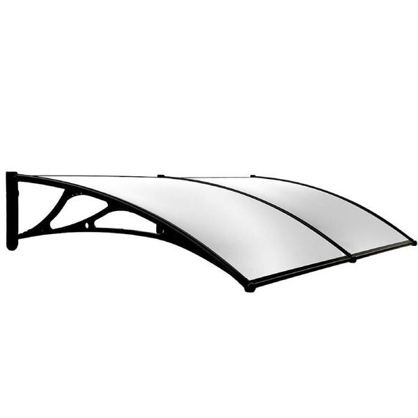 SHADE SHIELD 2x1m Exterior Awning, Black DIY External UV Rain Protection Clear Polycarbonate Canopy Cover