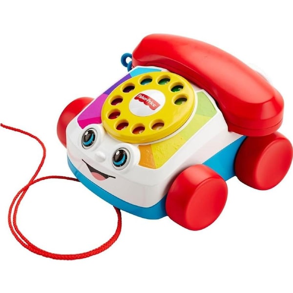 Fisher-Price Toddler Pull Toy Chatter Telephone Pretend Phone with Rotary Dial and Wheels for Walking Play Ages 1+ Years