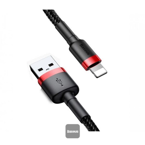 Baseus USB-A To Lightning Cafule Tough Cable Braided Cord 1m - Red/Black