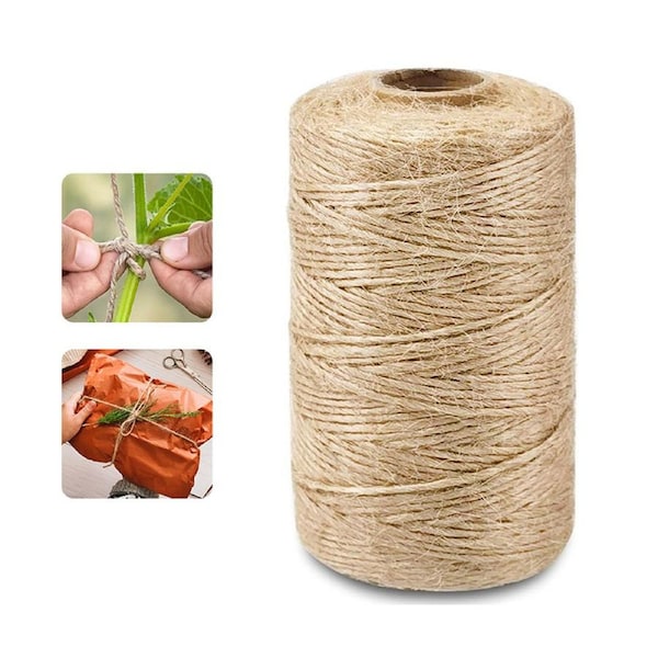 SpringUp 200M Natural Jute Twine 2mm Jute Rope Gardening Rope Natural Rope Jute Yarn String Gardening Gift Decoration Yellow