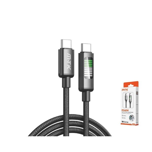 Moveteck 60W Type-C to Type-C Braided Data Cable 1m 20V 3a Black TB1740