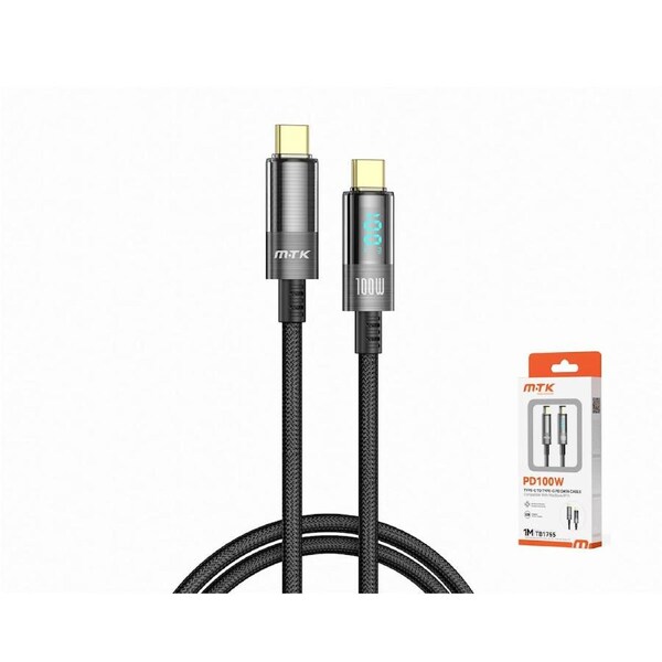 Moveteck 100W Type-C to Type-C Braided Data Cable 1m 20V 5a Black TB1755