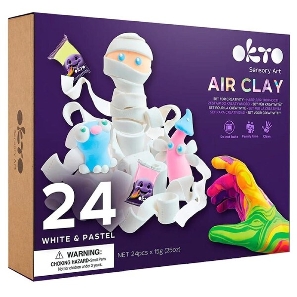 Okto 24 Colours Air Clay White And Pastel Sensory Creative Set
