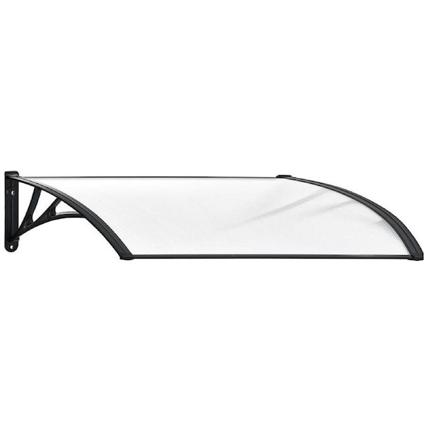 SHADE SHIELD 1x1m Exterior Awning, Black DIY External UV Rain Protection Clear Polycarbonate Canopy Cover