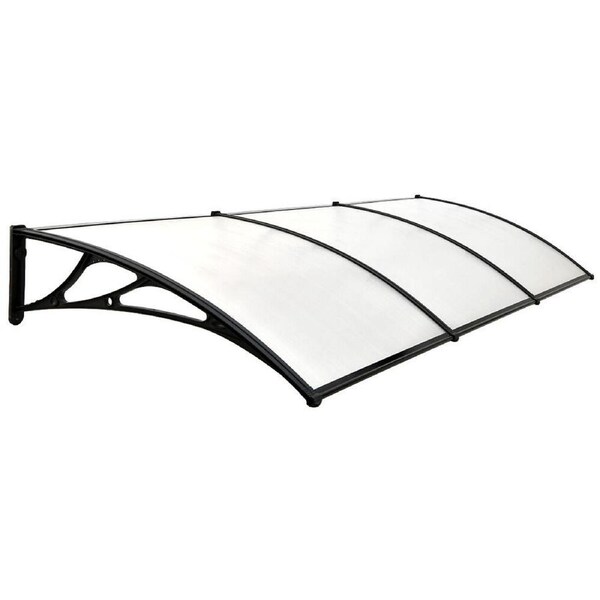 SHADE SHIELD 3x1m Exterior Awning, Black DIY External UV Rain Protection Clear Polycarbonate Canopy Cover