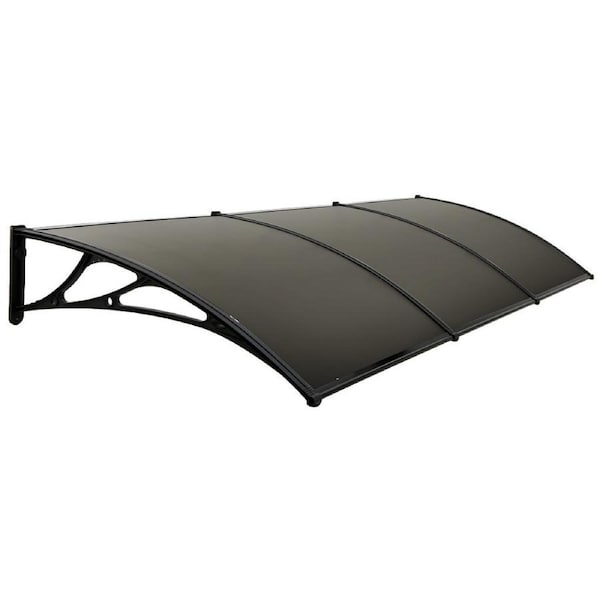 SHADE SHIELD 3x1m Exterior Awning, Black DIY External UV Rain Protection Grey Tinted Polycarbonate Canopy Cover