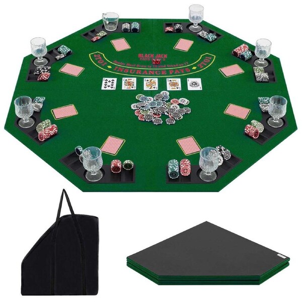 Costway 8-Player Folding Poker Table Top Card Board Game Tabletop for Party Green