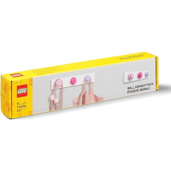 LEGO Wall Hanger Rack Light Pink / Dark Pink and Light Purple - Room Copenhagen