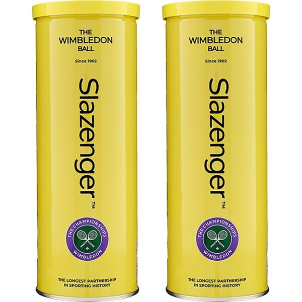 6pc Slazenger Wimbledon The Championships All Surface Tennis Balls Tin Tube