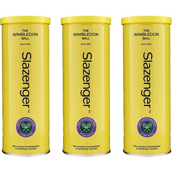 9pc Slazenger Wimbledon The Championships All Surface Tennis Balls Tin Tube