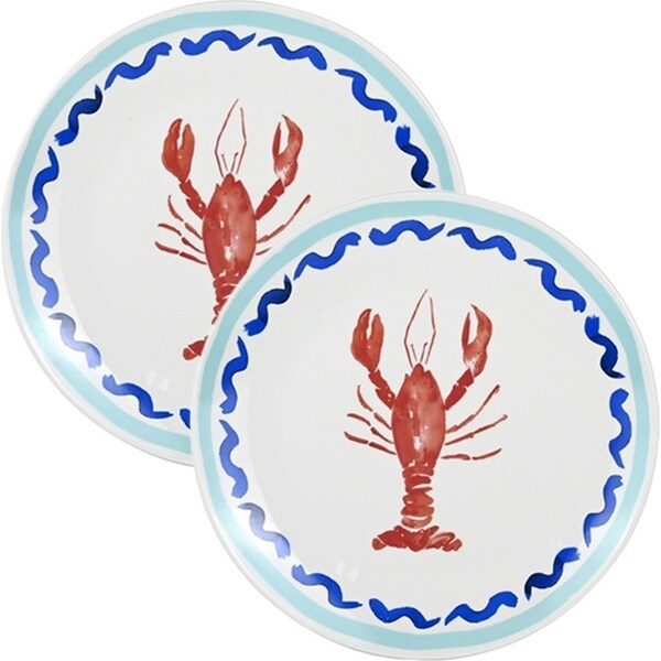 2x Porto Riviera 30cm Round Porcelain Serving Dish Platter Tableware Lobster