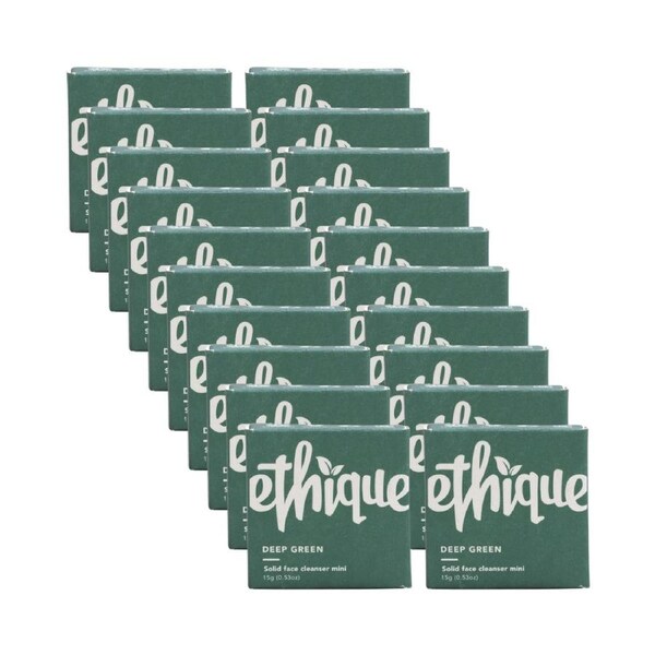 20 x ETHIQUE Solid Mini Face Cleanser Deep Green Oily to Normal Skin 15g