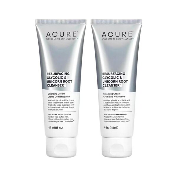 2 x ACURE Resurfacing Glycolic & Unicorn Root Cleanser 118mL
