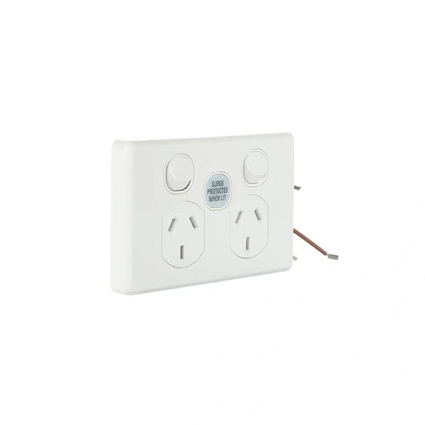 Clipsal C2025SF-WE - Classic Double Power Point With Surge Protection 10A - White