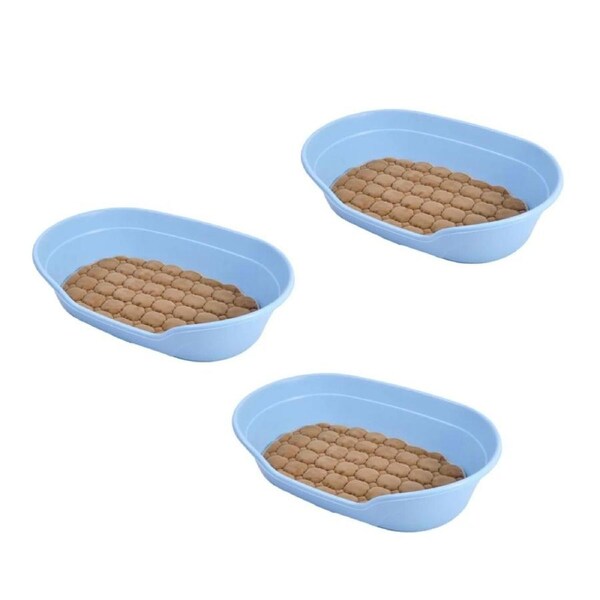 YES4PETS 3 x Pet Bed Medium Plastic Dog Bedding Sleeping Resting Washable Basket Blue