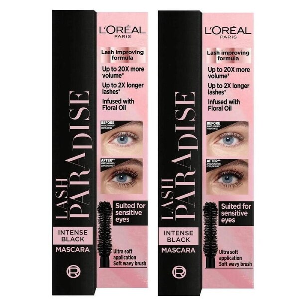 2x L'Oreal Paris Lash Paradise Mascara 6.4mL Intense Black
