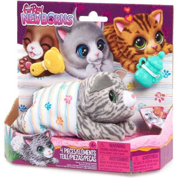 FurReal Newborns Kitty Interactive Animatronic Plush Toy Grey