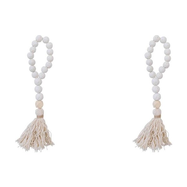 2x LVD Beaded Stone Hanger w/ Tassel Hanging Ornament Home/Lounge Decor 26cm