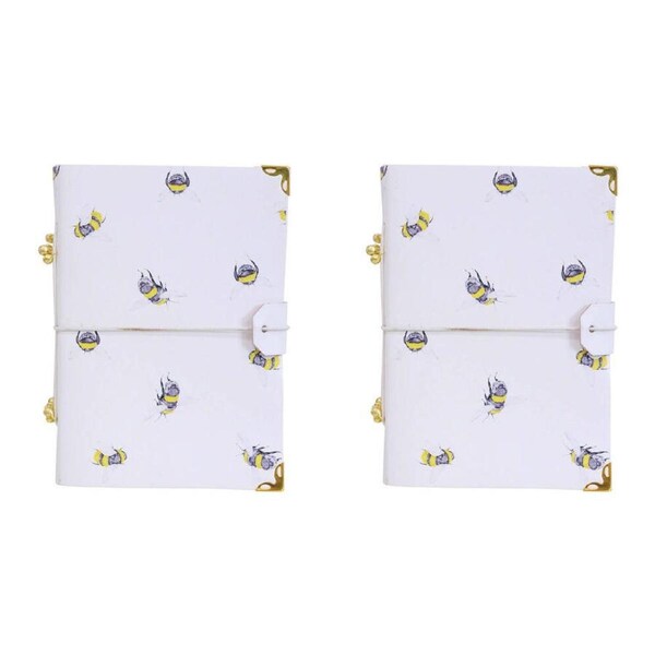 2x LVD Leather Notebook Home/Office Journal Writing 18x13cm Bumble Bee