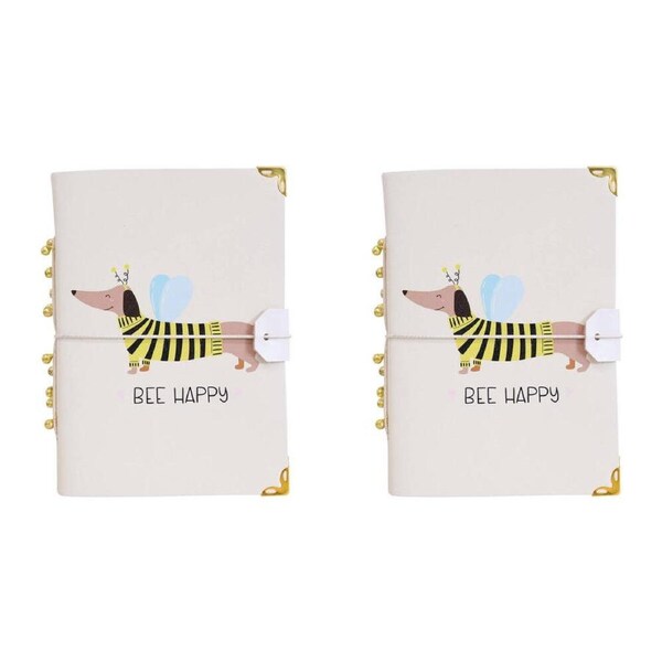 2x LVD Leather Notebook Home/Office Writing Stationery 18x13cm Dachshund Bee