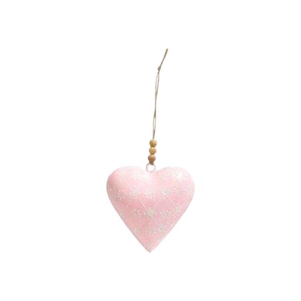 6x LVD Pattern Heart Hanger Piece Iron/Wood Hanging Ornament 10cm Assorted