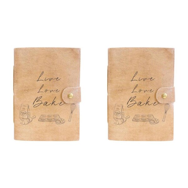 2x LVD Leather Notebook Writing Stationery Journal/Diary 18x13cm Love Bake