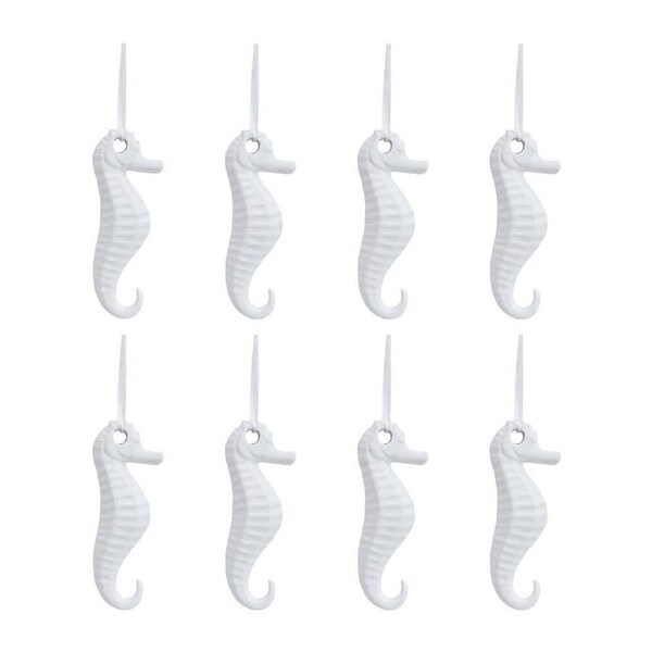 8x LVD Ceramic Hanging Seahorse Home/Office Durable Display Decor 12x5cm White