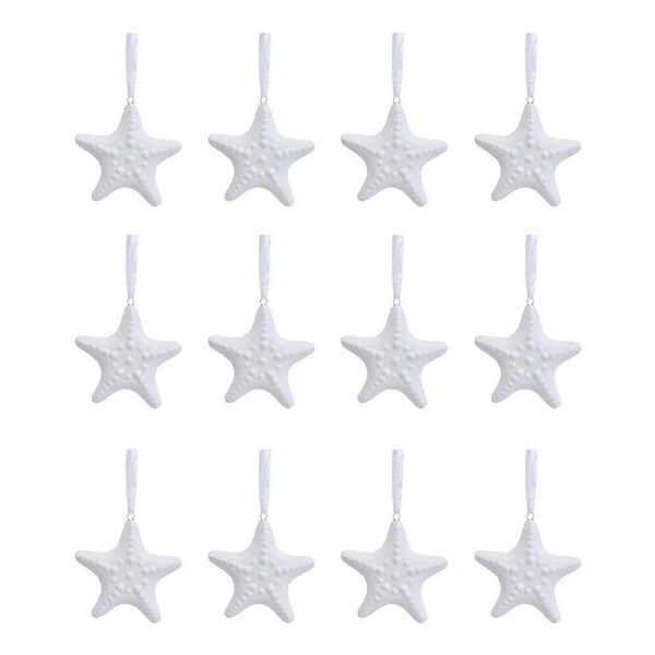 12x LVD Ceramic Hanging Starfish Living Room Ornament X-mas Decor 8x8cm White