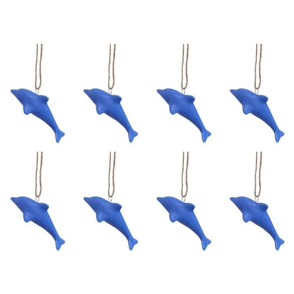 8x LVD Ceramic Hanging Dolphin Home/Office Ornament Display Decor 11x6cm Blue