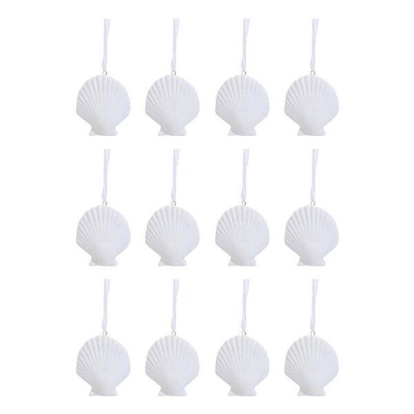 12x LVD Ceramic Hanging Shell Home/Office Ornament Display Decor 8x6cm White