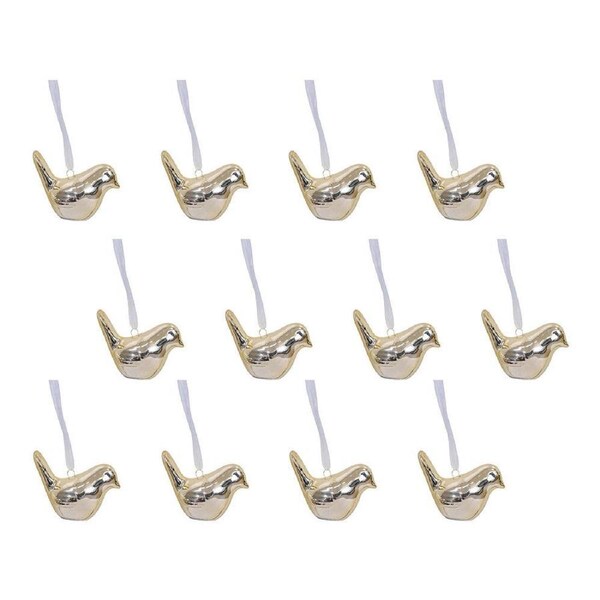 12x LVD Ceramic Hanging Birdie Home/Office Ornament Display Decor 6x5cm Gold