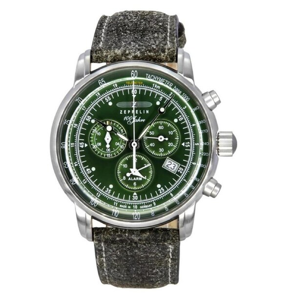 Zeppelin 100 Jahre Chronograph Tachymeter Telemeter Green Dial 86804 Mens Watch