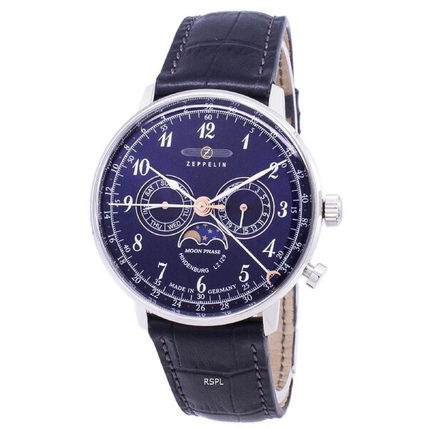 Zeppelin LZ 129 Hindenburg Moon Phase Day/Date 5 Jewels 70363 30M Mens Watch