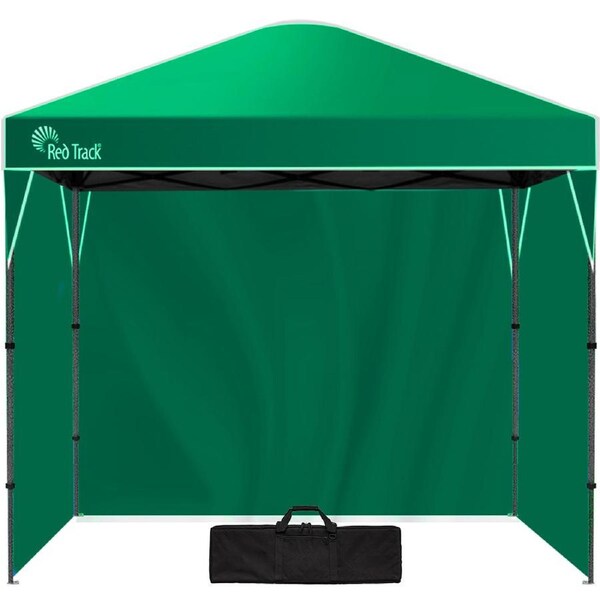 RED TRACK 3x3m Ultra Compact Folding Gazebo, Walls, Carry bag, Portable Outdoor Popup Marquee for Camping Beach, Green