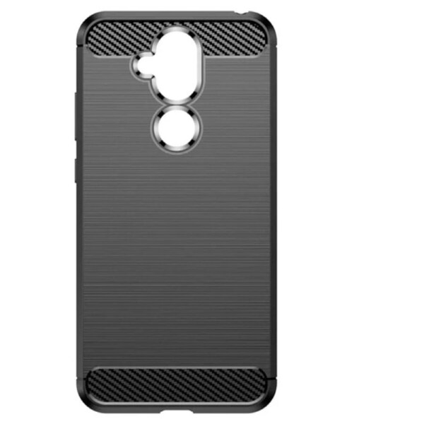 Rugged Armor Brushed Metal Carbon Fiber Texture Black Silicone Phone Case for Nokia X7 / Nokia 8.1