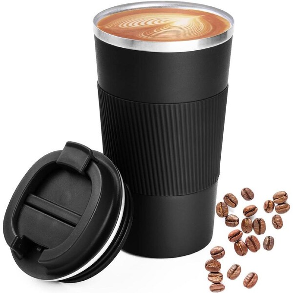 Travel Coffee Mug Spill Proof, Vacuum Insulated Coffee Mug 17oz Stainless Steel ,Proof Reusable Coffee Tumbler