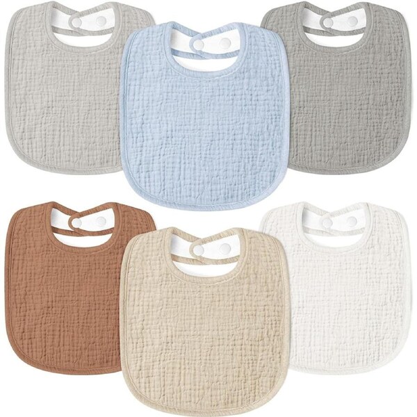 Baby Drool Bibs 6Pack Soft Square, Adjustable Baby Bandana Bibs for Unisex Girls & Boys