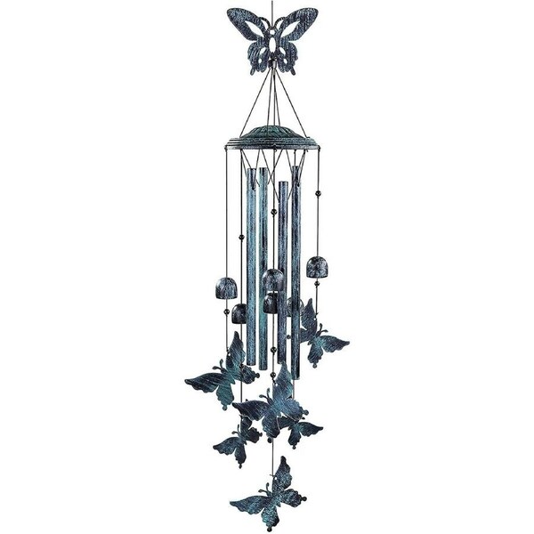 Wind Chime, Outdoor Wind Chime With 4 Aluminum Tubes - Butterfly Wind Chime With S-hook, Hanging Wind Chime Decorat