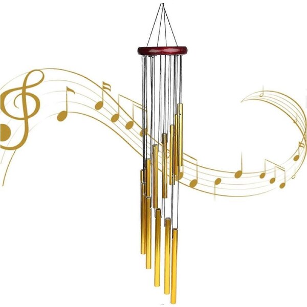 Wind Chimes Garden Wind Chime with 12 Aluminum Tubes Wind Chimes Outdoor with S Hook Stepped Wind Chimes for Garden, Balcony