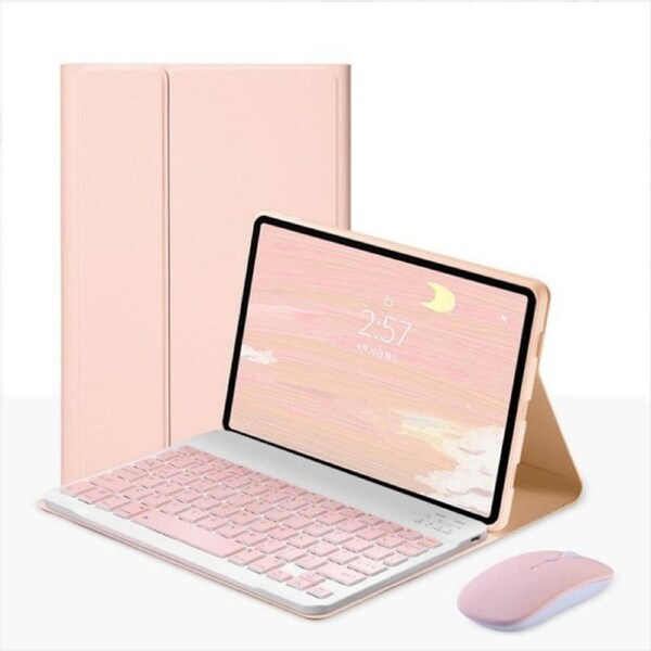 Rk102 Bluetooth Keyboard Mouse and Case for iPad 10.22021/2020/2019/iPad Air 10.5/iPad Pro10.5-pink