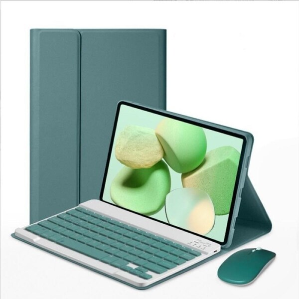 Rk102 Bluetooth Keyboard Mouse and Case for iPad 10.22021/2020/2019/iPad Air 10.5/iPad Pro10.5-dark green