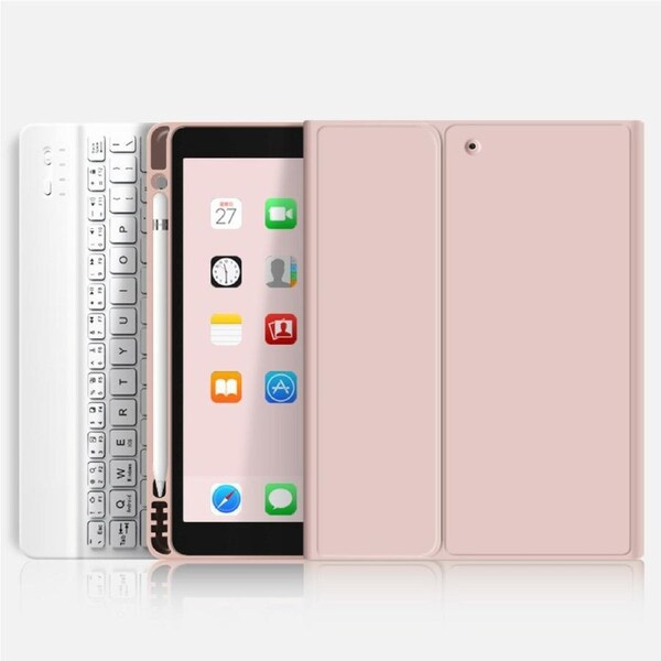 Rk102 Bluetooth Keyboard and Case for iPad 10.22021/2020/2019/iPad Air 10.5/iPad Pro10.5-pink