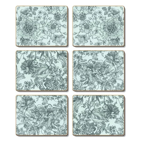 Cinnamon Floral Engraving Cork Backed Table Placemats Set 6