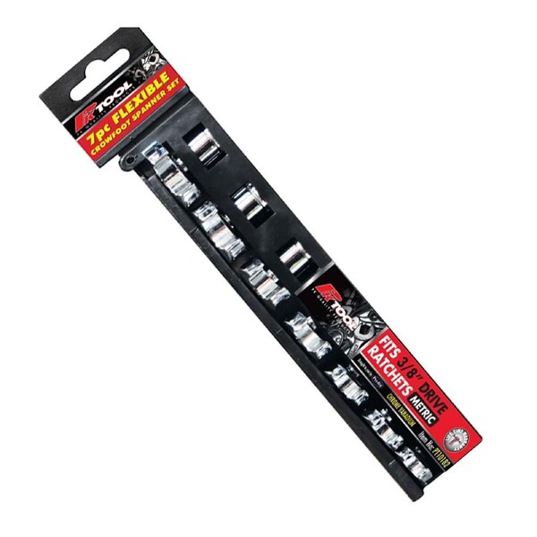 Crowfoot Spanner 7pc Set Flexible Metric 3/8"Dr 10 - 19mm Chrome Vanadium