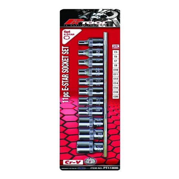 PK Tools 3/8"dr E-Star Torx Socket 6PT 11pc Set