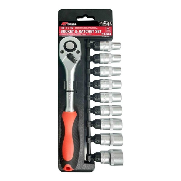 PK Tools 1/2"dr Hetok Socket & Ratchet 11pc Set