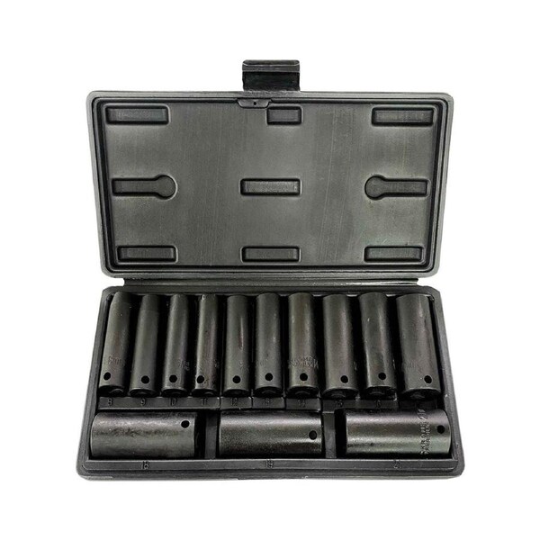 PK Tools 3/8" Dr 6pt Metric Deep Impact Socket Set - 13pc